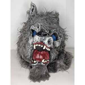 Werewolf Wolfman Halloween Mask Scary Adult Full Head Gray Furry Wolf